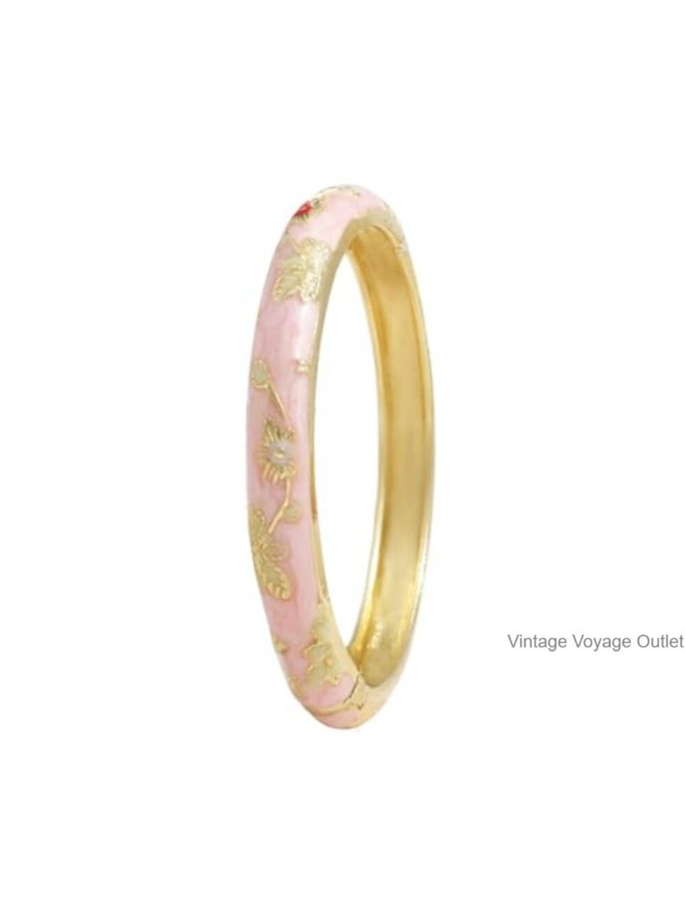 Gold Plated Alloy Bangle Bracelet Floral Enamel Cloisonne Women's Gift